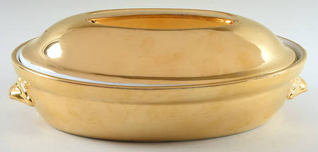 Lustre Gold 9" Oval Entree Dish & Lid