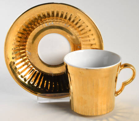 Lustre Gold Flat Demitasse Cup & Saucer Set