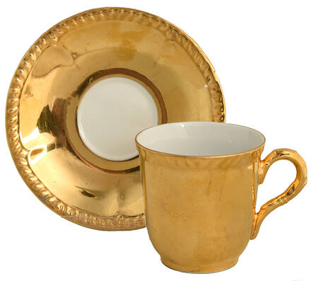 Lustre Gold Flat Demitasse Cup & Saucer Set