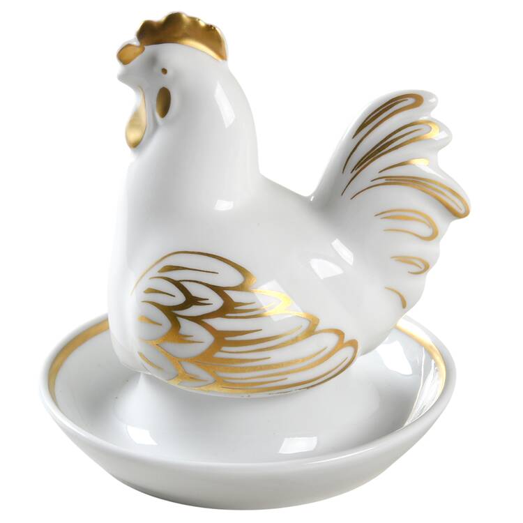 Lustre Gold Egg Holder & Figural Lid