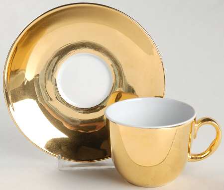 Lustre Gold Flat Demitasse Cup & Saucer Set