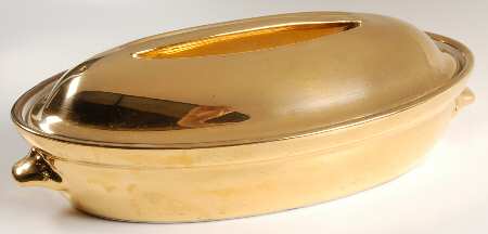 Lustre Gold 1 Quart Oval Covered Casserole
