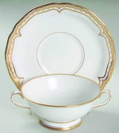Marquis (Newer, 1991) Footed Cream Soup Bowl & Saucer Set