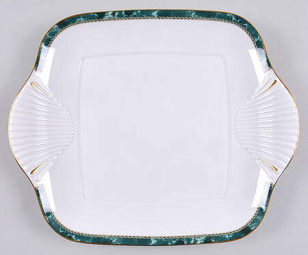 Medici Green Square Handled Cake Plate