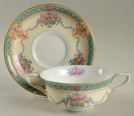 Melba Cream Rim Footed Bouillon Cup & Saucer