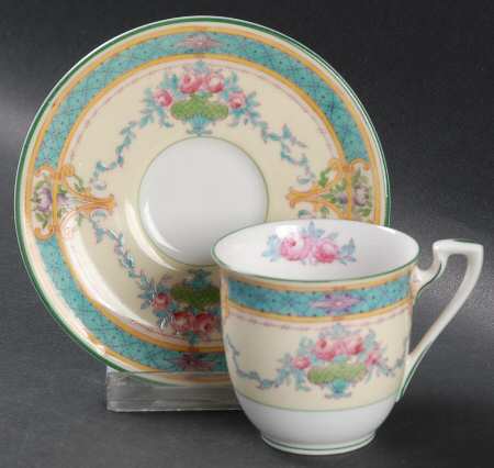 Melba Cream Rim Flat Demitasse Cup & Saucer Set