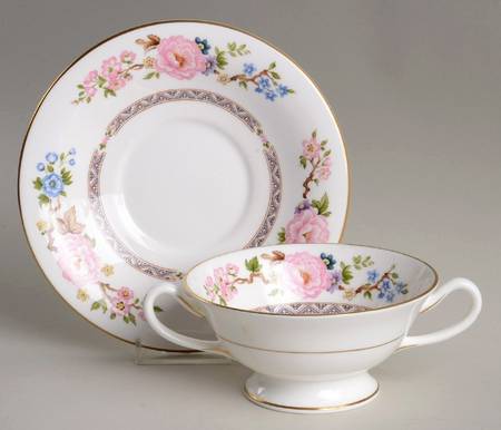 Mikado Footed Cream Soup Bowl & Saucer Set