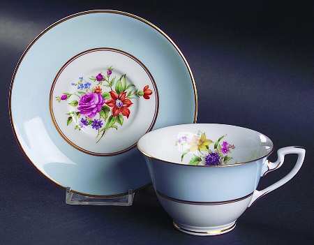 Miranda Blue Footed Cup & Saucer Set