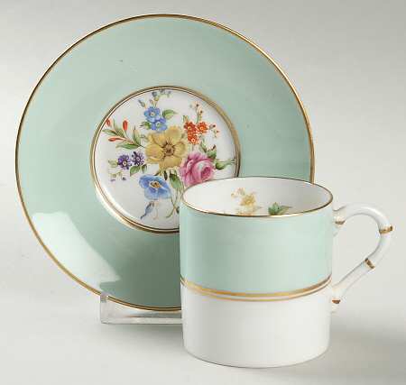 Miranda Light Green Flat Demitasse Cup & Saucer Set