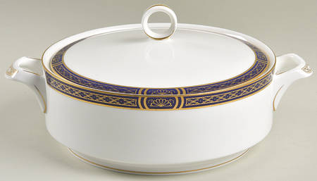 Mountbatten Cobalt Blue (Gold Trim) Round Covered Vegetable
