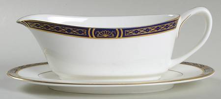 Mountbatten Cobalt Blue (Gold Trim) Gravy Boat & Underplate