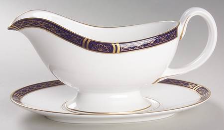 Mountbatten Cobalt Blue (Gold Trim) Gravy Boat & Underplate