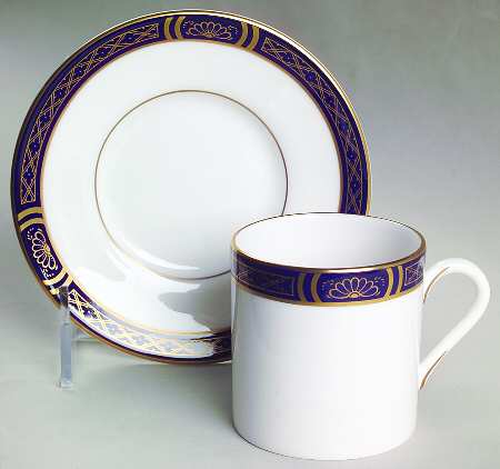 Mountbatten Cobalt Blue (Gold Trim) Flat Demitasse Cup & Saucer Set