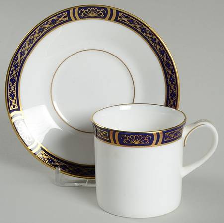 Mountbatten Cobalt Blue (Gold Trim) Flat Demitasse Cup & Saucer Set
