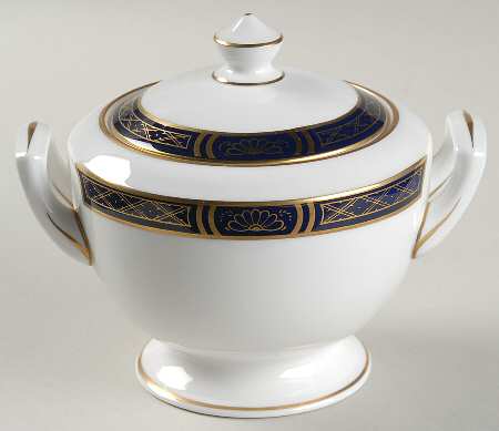 Mountbatten Cobalt Blue (Gold Trim) Sugar Bowl & Lid