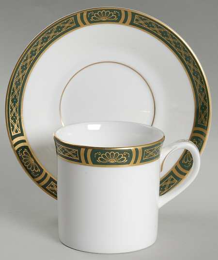 Mountbatten Green Flat Demitasse Cup & Saucer Set