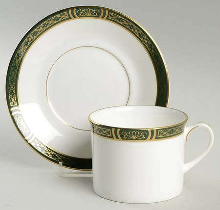 Mountbatten Green Flat Cup & Saucer Set