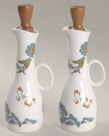 Palmyra Set of 2 Oil/Vinegar Cruets & Wood Stoppers