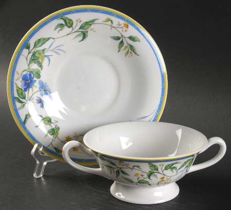 Pastorale Footed Cream Soup Bowl & Saucer Set