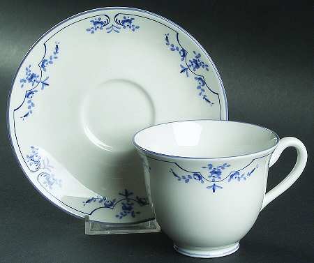 Petite Fleur Blue (Smooth) Footed Cup & Saucer Set