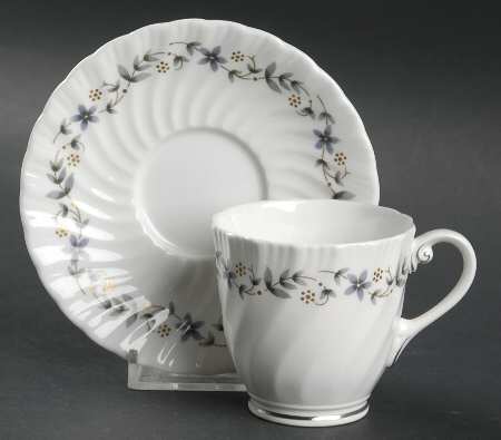 Petite Fleur (Swirl) Footed Demitasse Cup & Saucer Set