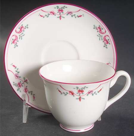 Petite Fleur Pink (Smooth) Footed Cup & Saucer Set
