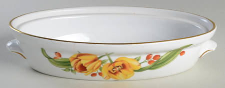 Pershore (Gold Trim) 10" Oval Entree Dish No Lid