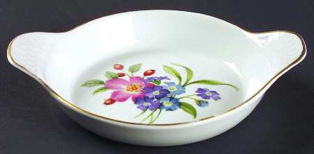 Pershore (Gold Trim) 7" Eared Round Egg Dish by Royal Worcester