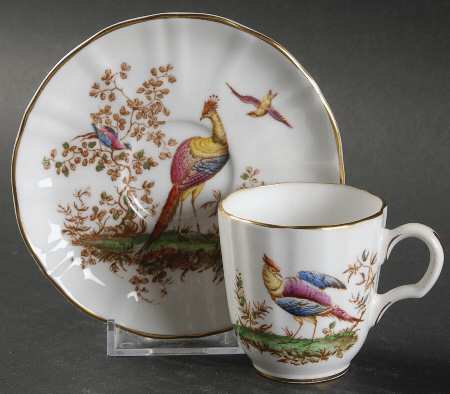 Pheasant Multicolor Flat Demitasse Cup & Saucer Set