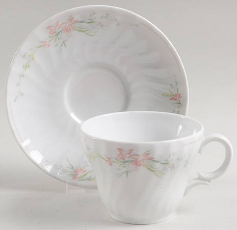Pink Whisper Flat Cup & Saucer Set