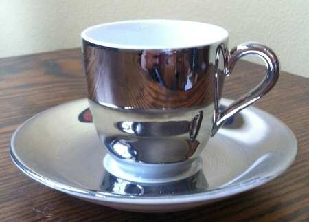 Platinum Flat Demitasse Cup & Saucer Set