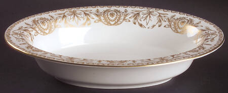 Pompadour Gold and White 10" Oval Vegetable Bowl