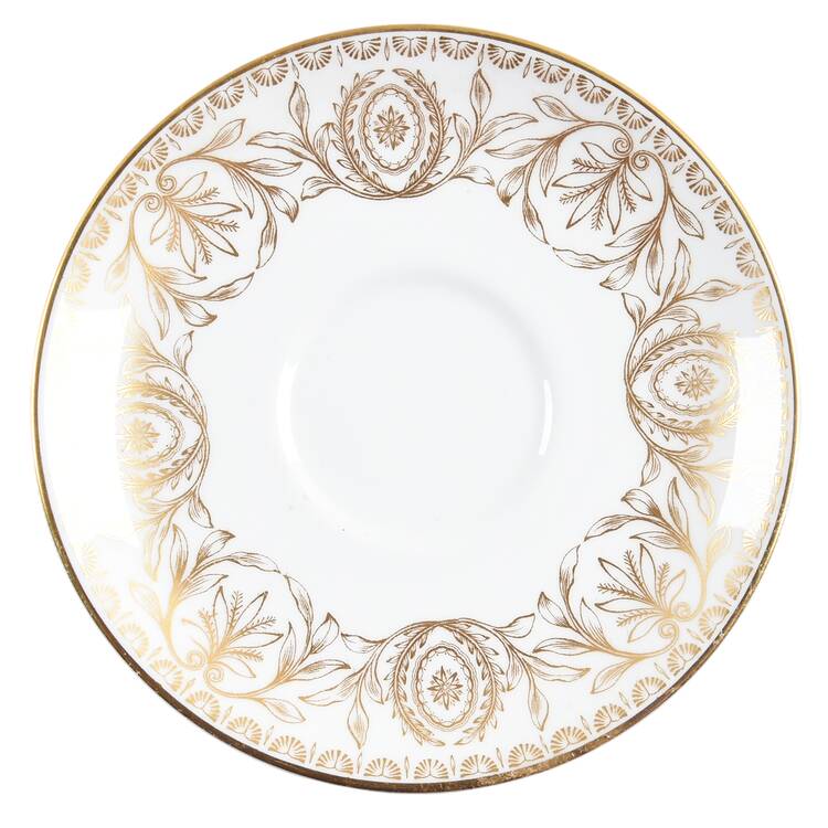 Pompadour Gold and White Saucer for Footed Cup
