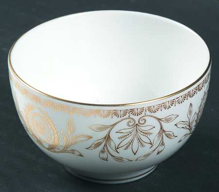 Pompadour Gold and White Open Sugar Bowl