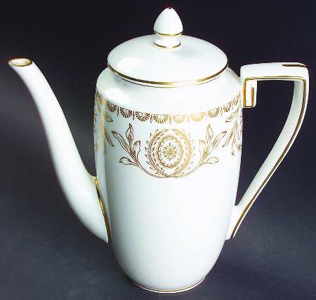 Pompadour Gold and White Mini Coffee Pot & Lid