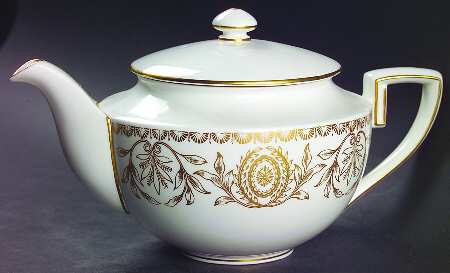 Pompadour Gold and White Teapot & Lid