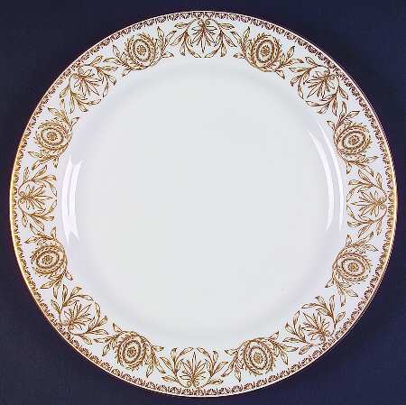 Pompadour Gold and White 12" Chop Plate (Round Platter)