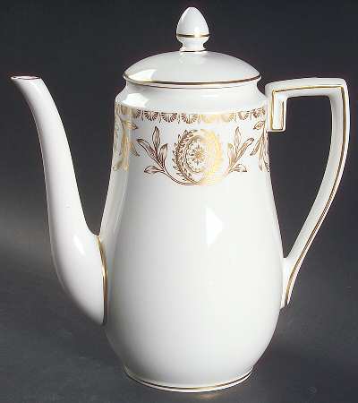 Pompadour Gold and White Coffee Pot & Lid