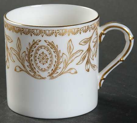 Pompadour Gold and White Flat Demitasse Cup