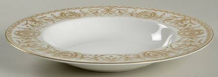 Pompadour Gold and White Large Rim Soup Bowl