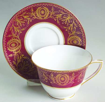 Pompadour Red and Gold Footed Cup & Saucer Set
