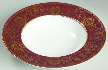 Pompadour Red and Gold Rim Soup Bowl