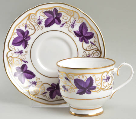Purple Vine Footed Cup & Saucer Set