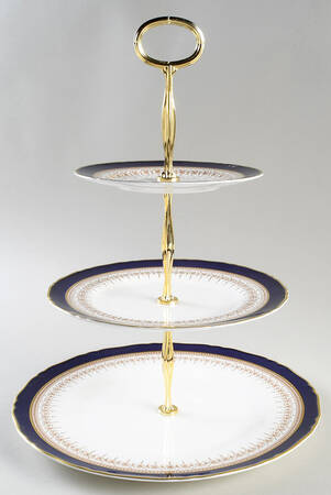 Regency Blue 13 7/8"-14 1/4" 3-Tiered Serving Tray(DP,SP,BB) HC