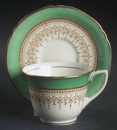 Regency Green and Brown (Older) Flat Demitasse Cup & Saucer Set
