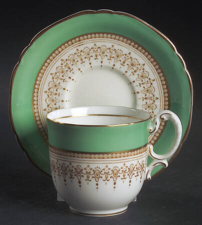 Regency Green and Brown (Older) Flat Demitasse Cup & Saucer Set