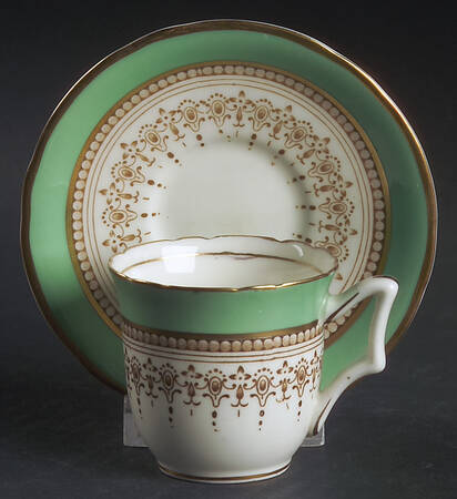 Regency Green and Brown (Older) Flat Demitasse Cup & Saucer Set