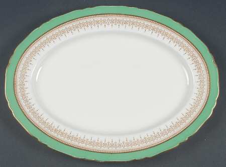 Regency Green and Brown (Older) 13" Oval Serving Platter