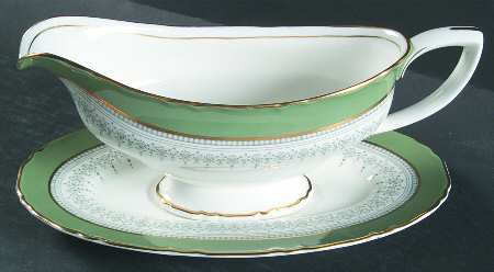 Regency Green and Gray (Newer) Gravy Boat & Underplate
