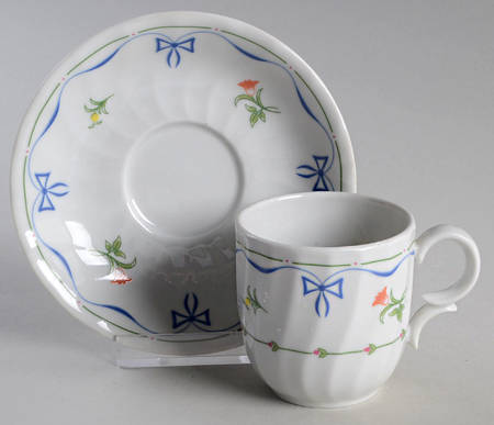 Ribbons & Bows Flat Demitasse Cup & Saucer Set